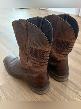 Ariat Circuit Patriot Men's 13 D Brown Leather Flag Western Cowboy Boots